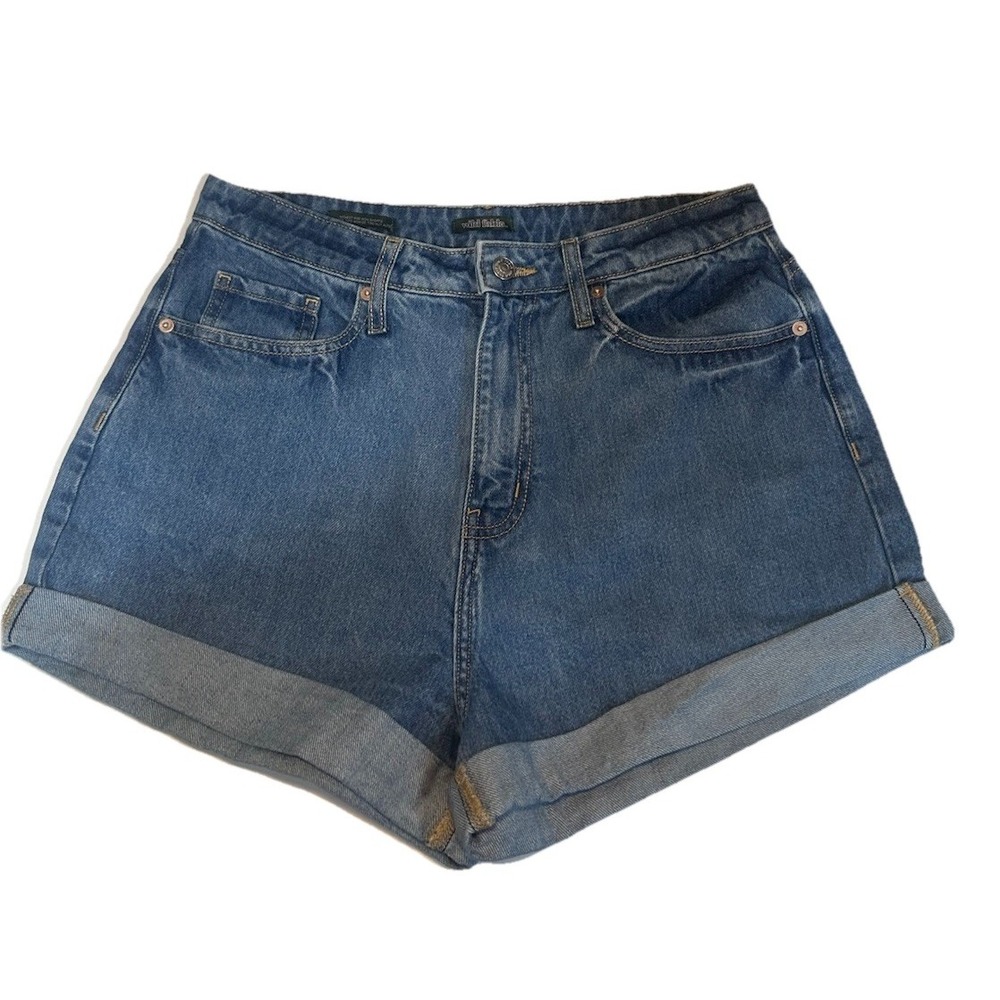 Wild Fable Denim Shorts Size 10R Blue Jean Mom Highest Rise Cuffed